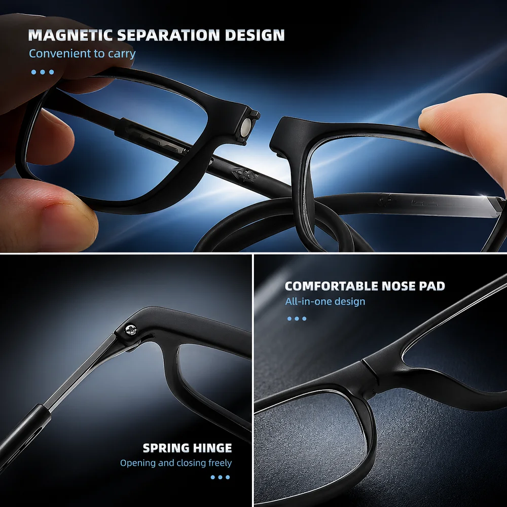 Hanging Neck Reading Glasses Adjustable Length Strap Anti-lost HD Magnifying Eyeglasses Ultra Light Portable Readers for Elderly