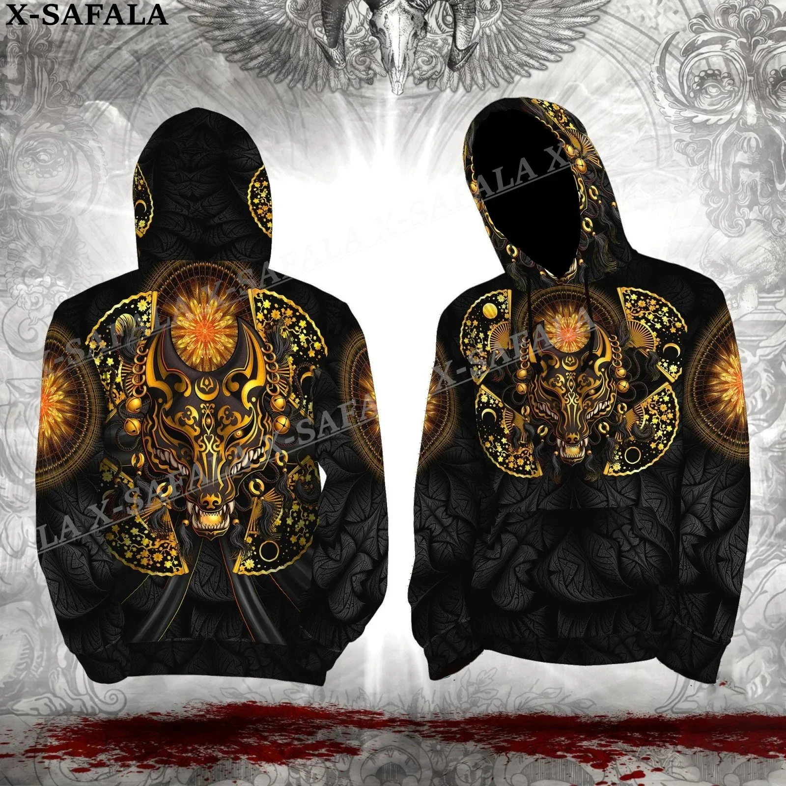 Kitsune Fox Japanese Myth 3D Print Zipper Hoodie Man Female Pullover Sweatshirt Hooded Jacket Jersey Coat Tracksuits-2