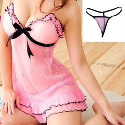 Sexy Ruffled Babydoll Nightwear With thong for Women