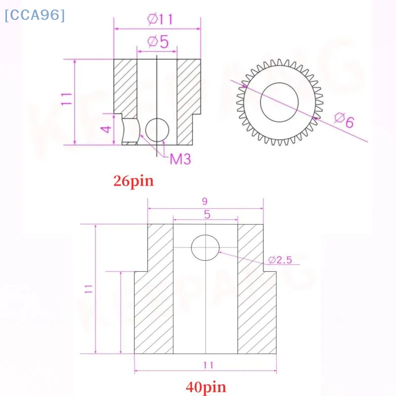 5 ชิ้นทองเหลือง Extruder ล้อ 26/40 ฟันเกียร์สําหรับ Creality CR-10 10 วินาที S4 S5 Ender 3 / Pro / V2 3D ชิ้นส่วนเครื่องพิมพ์อุปกรณ์เสริม