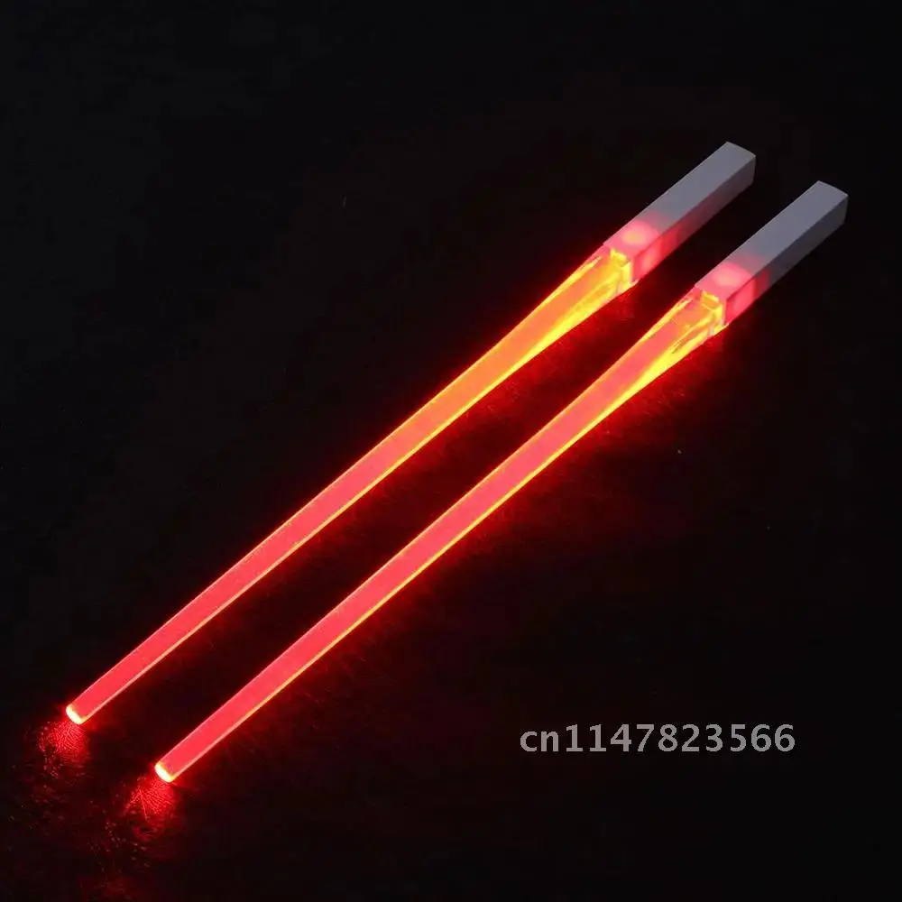 Pair of LED Light Up Chopsticks Durable Lightweight 2Pcs Kitchen Dining Room Party Portable Safe Tableware