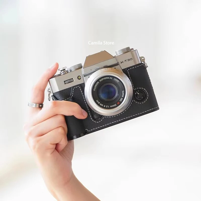 cover Photo Camera Genuine leather cowhide Bag Body BOX Case For Fujifilm xt30 II III X-T30 hand grip Protective sleeve base