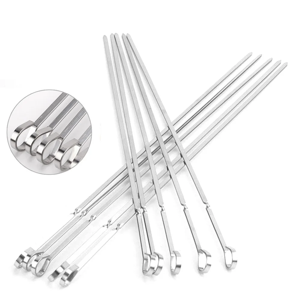 

10 Pcs Barbecue Sign Skewers for Grilling Sticks Stainless Steel Metal Needle BBQ Picnic Tools