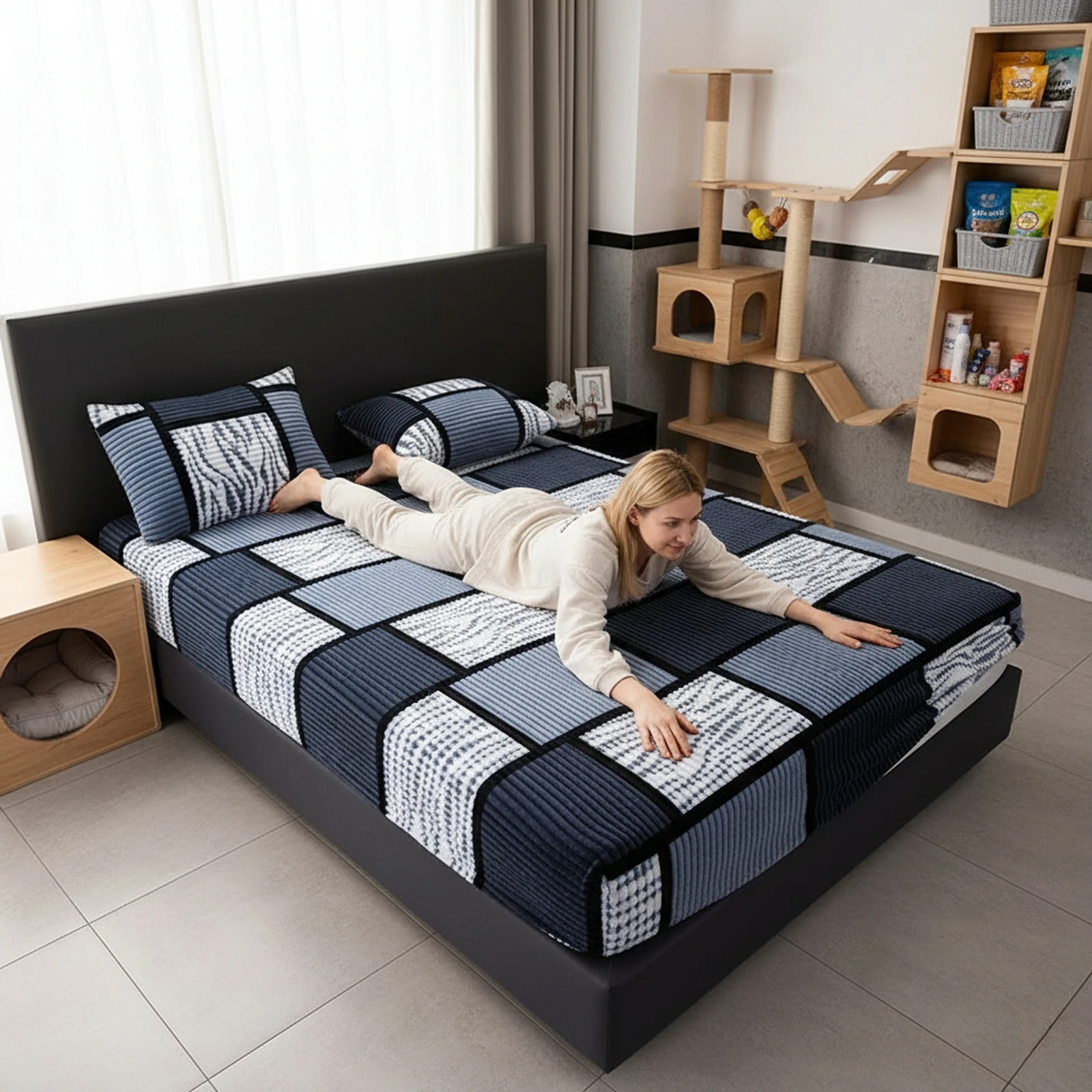 King Size Soft Microfiber Fitted Sheet Only   Ultrasonic Quilted Lightweight Bed Sheet with Microfiber Layer  Single