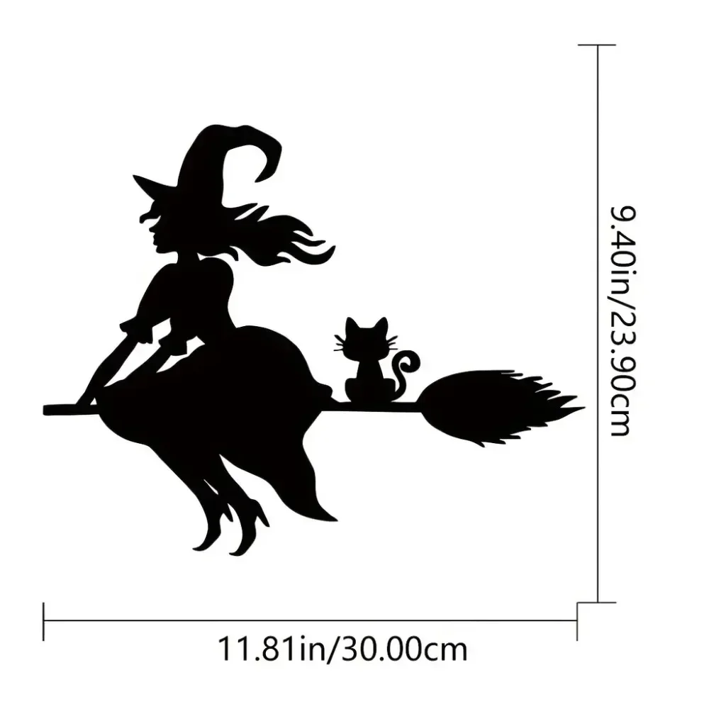 1pc Elegant Black Witch Metal Wall Decor – Sophisticated Butterfly & Halloween Wall Art, Refined Metal Decoration for Home