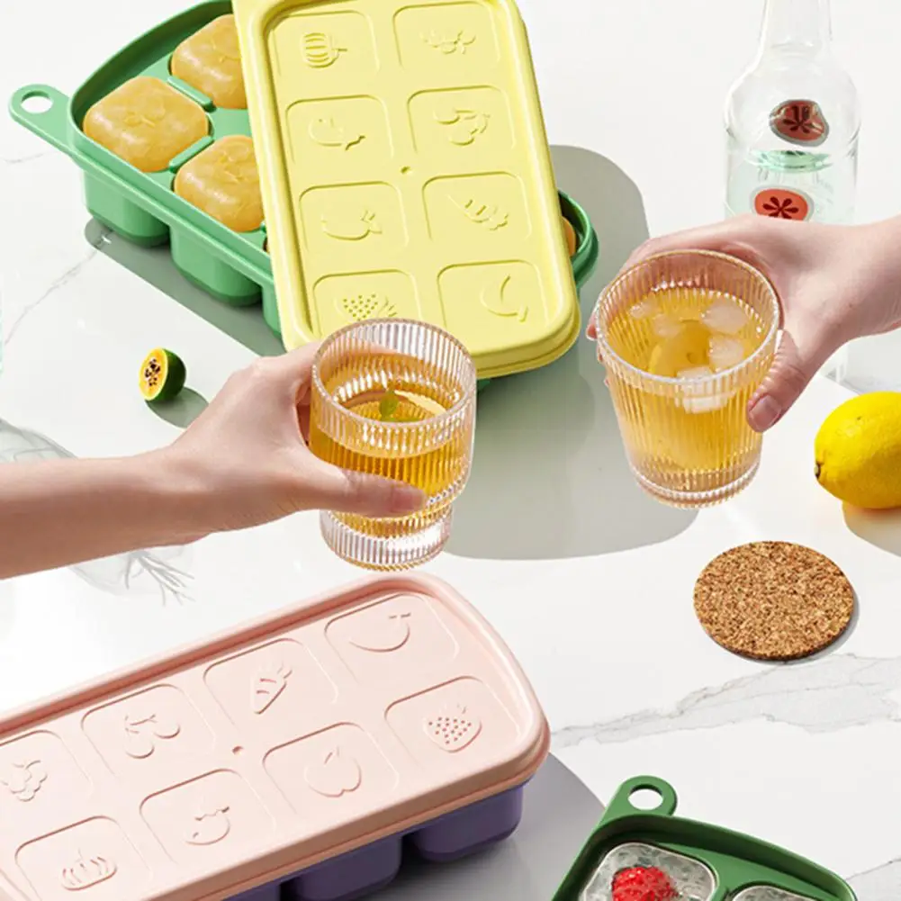 Multi-mold Ice Tray Ice Cube Tray for Families -free Silicone Ice Cube Mold Set Flexible Food Grade Tray with Lid for Cocktails