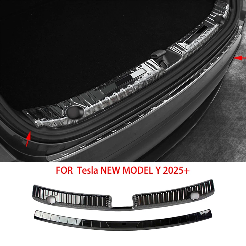 for-tesla-new-model-y-2025-stainless-steel-black-silvery-rear-trunk-inside-outside-bumper-protector-cover-sill-guard-trim-2pc