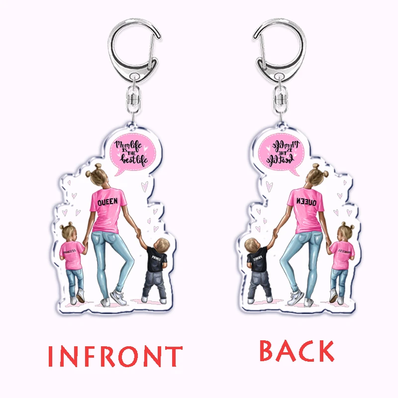 الكرتون براون الشعر سوبر ماما أمي المفاتيح للاكسسوارات حقيبة قلادة مفتاح سلسلة حلقة سلاسل المفاتيح مجوهرات الأمهات الآباء هدية عيد #4