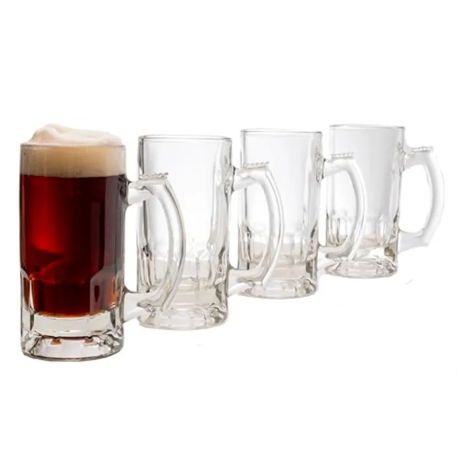 

Набор стеклянных пивных кружек Craft Brews, 4 штуки, для подачи элей и лагеров, винтажные стеклянные кружки для пива, пригодные для заморозки.