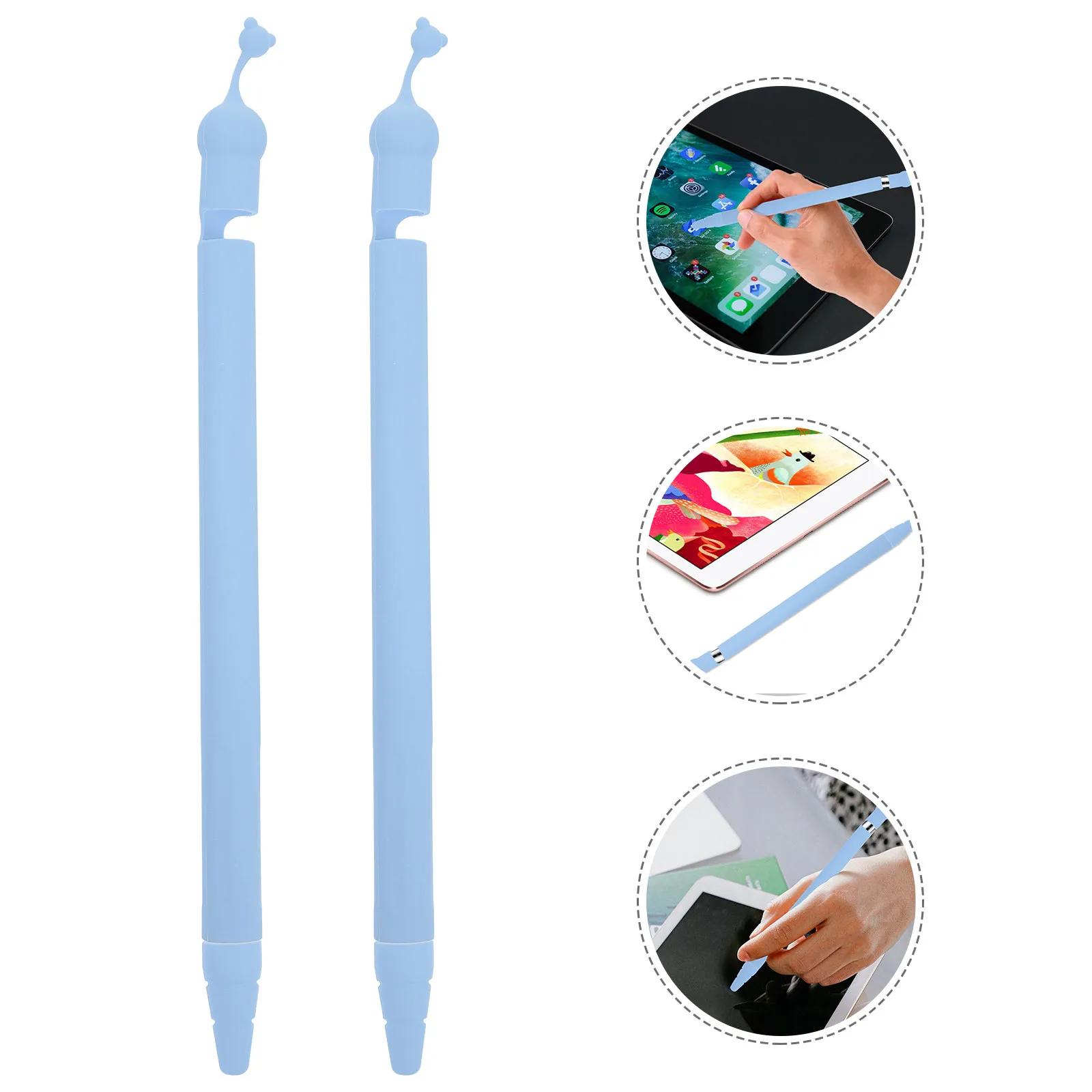 

2Pcs Pencil 1 Protective Sleeve Cartoon Design Non-Slip Drop-Proof Pencil Sleeve Cover for Daily Use and Anti-Fall