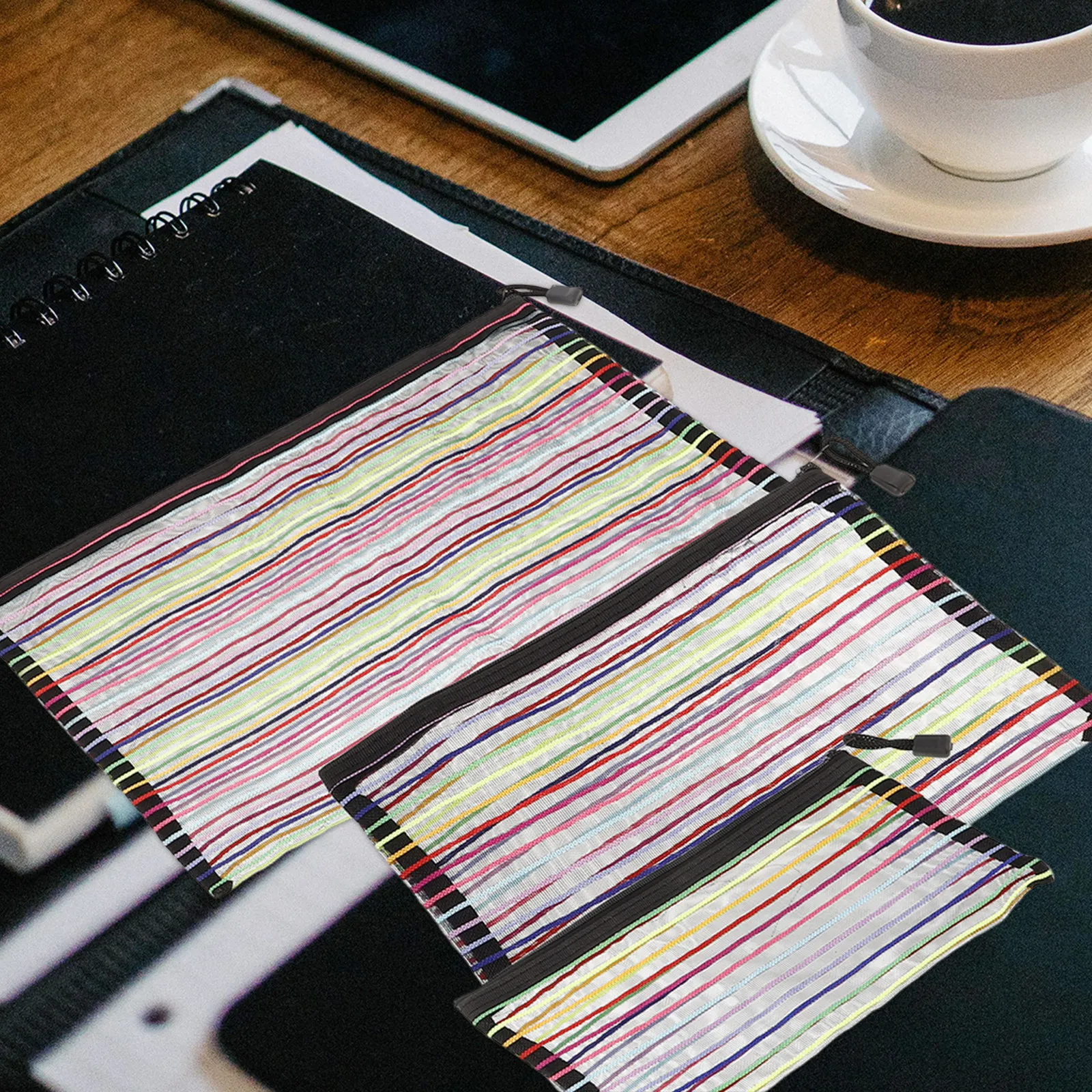 

3Pcs Colorful Mesh Pouch Set Nylon File Organizer Bag A4 A5 B6 for Term Papers Receipts Magazines Phone Accessories