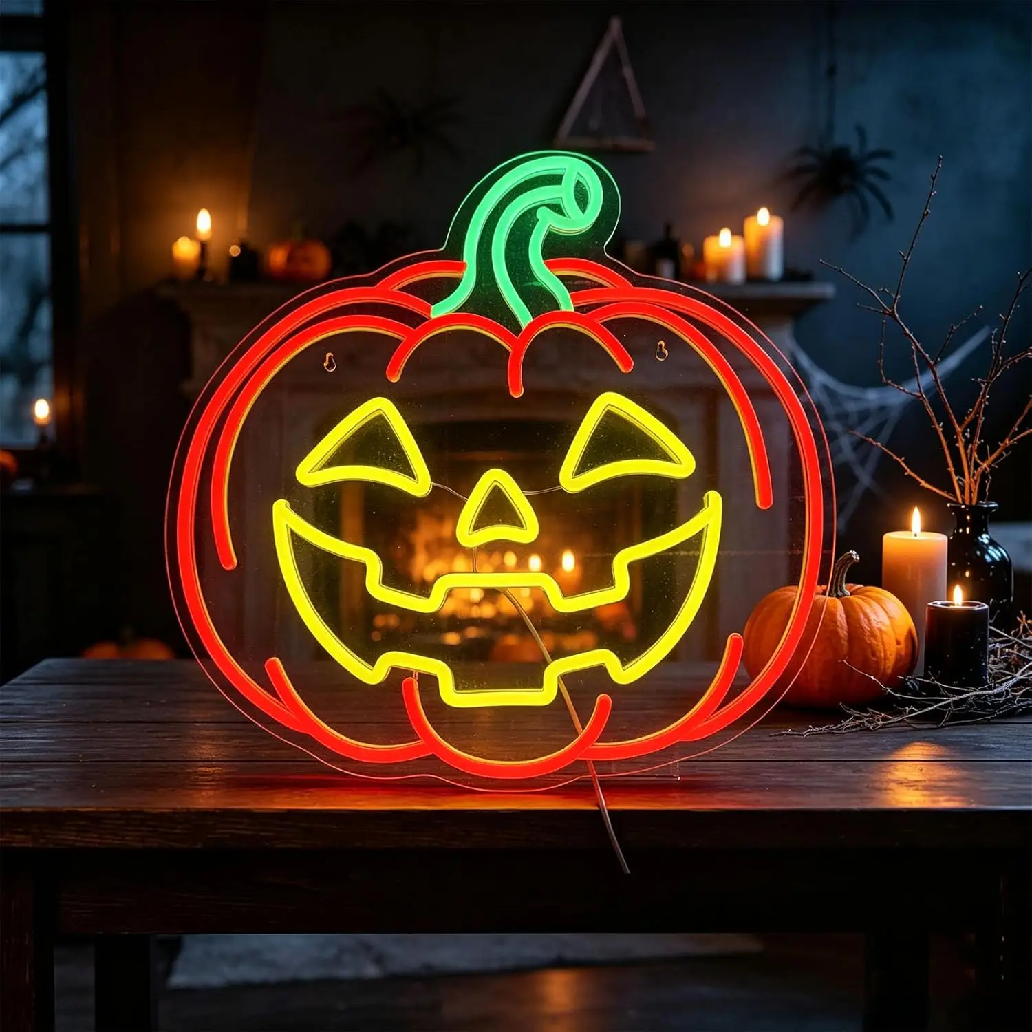 Pumpkin Jack O Lantern Neon Sign USB Powered LED Neon Light for Bedroom Bar Game Room Halloween Party Home Decorations Gift