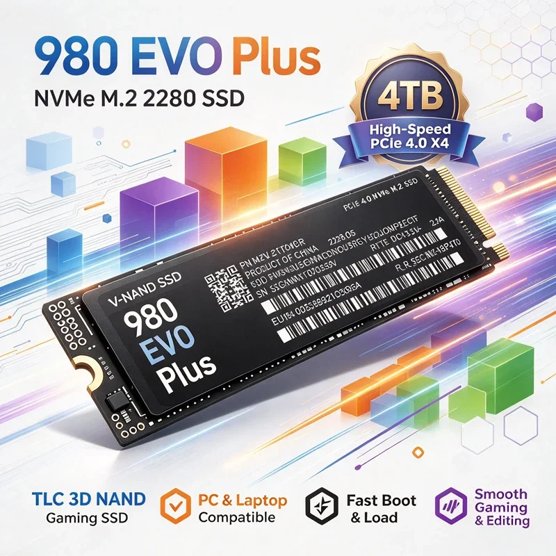 SSD NVMe M.2 2280 de alta velocidade, modelo 980 EVO Plus, PCIe 4.0 X4, memória TLC 3D NAND, 500 GB/1 TB/2 TB/4 TB, SSD para jogos, para PC e portátil.