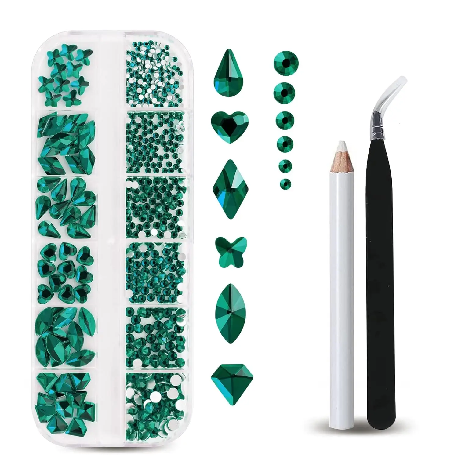 1200-1500 個混合レッド/AB ネイルアートラインストーン SS6-SS40 1.5-4 ミリメートル光沢のあるネイルクリスタルワックスペンハート/蝶幾何学ダイヤモンド