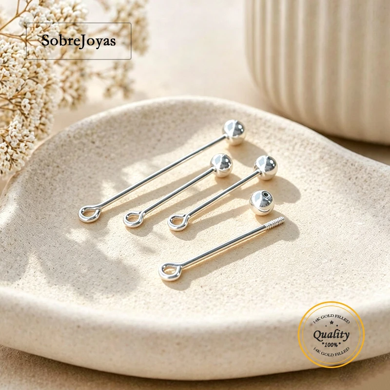 925 Sterling Silver 3mm Threaded Ball Eye Pins Jewelry Making Supplies DIY Earring Needles Findings