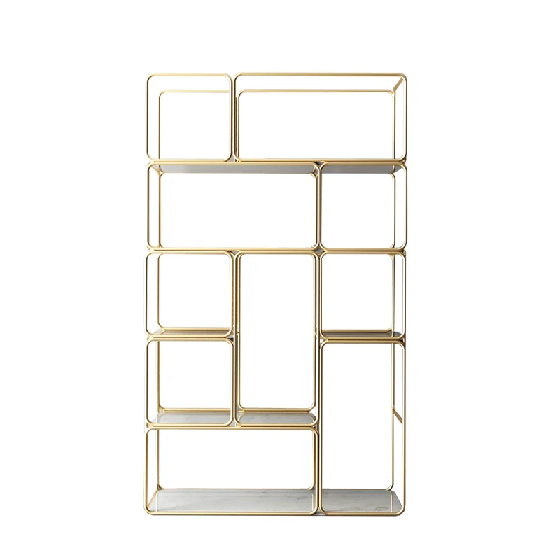 

Wrought iron Nordic bookshelf entrance floor storage rack modern wall shelf light luxury
