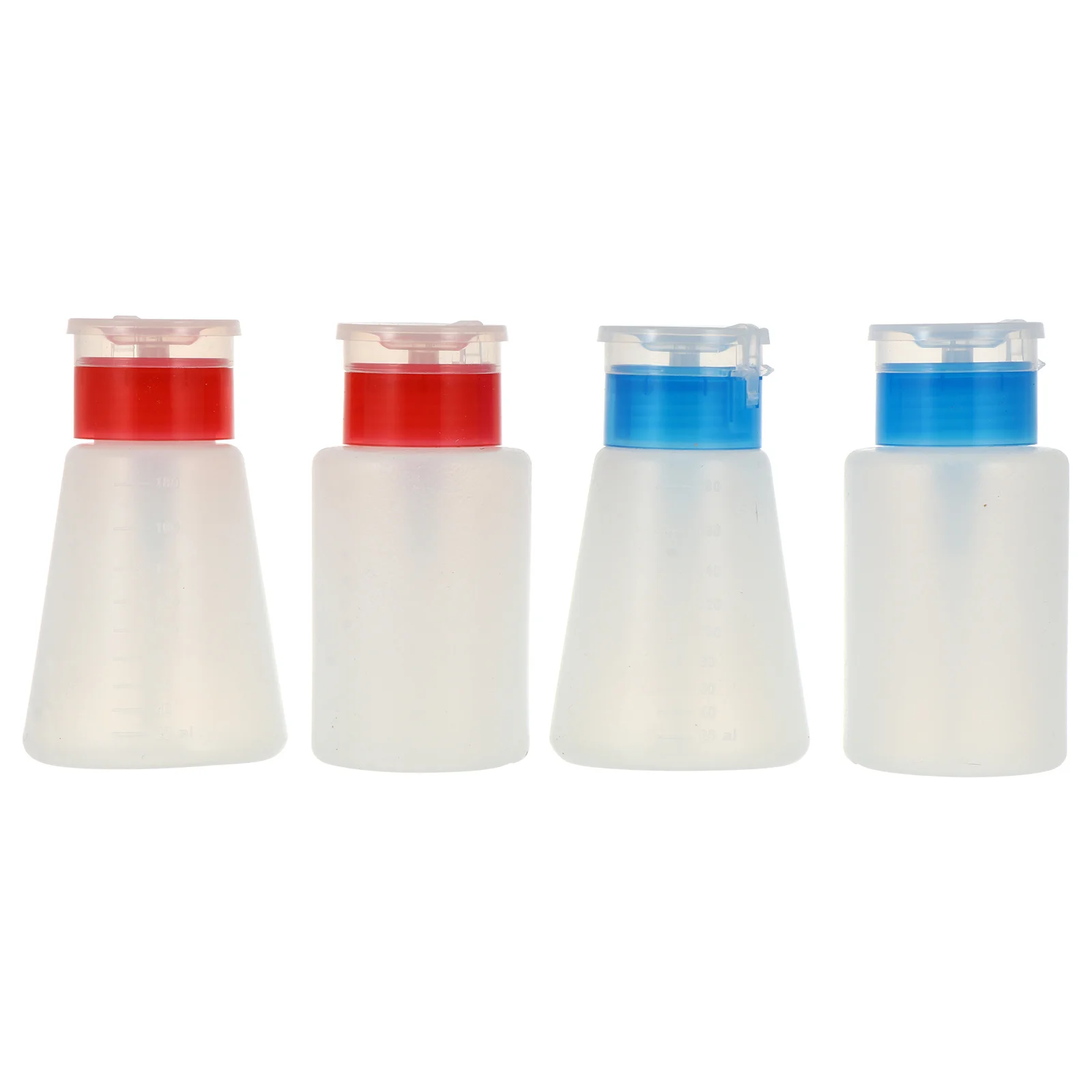 네일 폴리쉬 병 펌프 디스펜서 4개, 액체 보관 푸시 다운 병, 네일 아트 메이크업 리무버 용기, 낭비 없음, 누출 방지