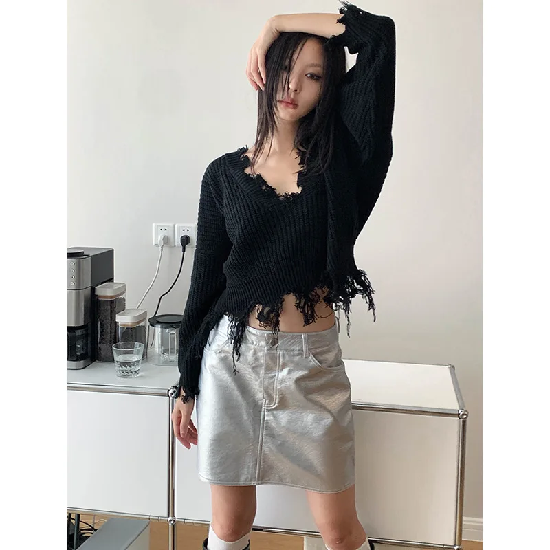 

New 2024 Women Summer Spicy Girl Leather Short Skirt High Street Wrap Hip Fashionable A-Line Chic Stunning Design Trendy Stylish