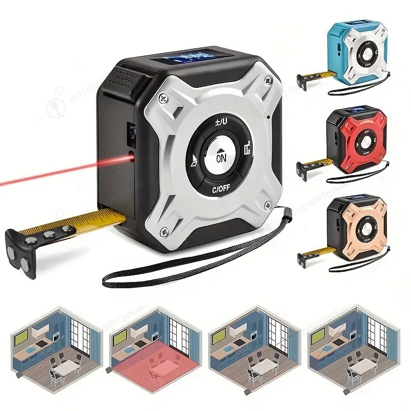 Laser Tape Rangefinder 5m/40m/60m Rangefinder Area Comparison Measurement Aluminum Alloy Shell