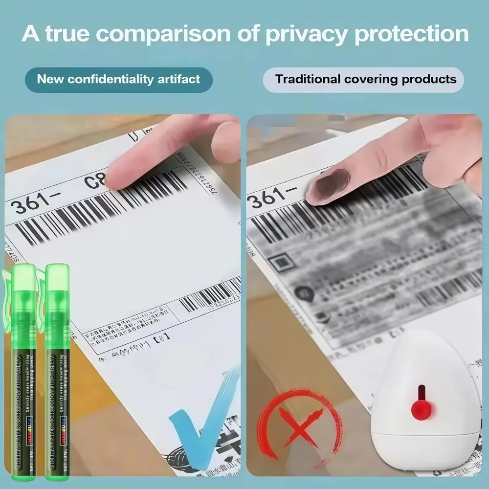 Portable Thermal Paper Erasing Pen 10ml Capacity Remove Address Phone Data Erasing Pen Shipping Labels Bills Quickly