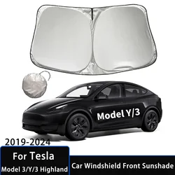 2024 Newest Windshield Sun Shade for Tesla Model 3 Highland Folding Front Window Sunshade Cover Visor Model Y Interior Accessory