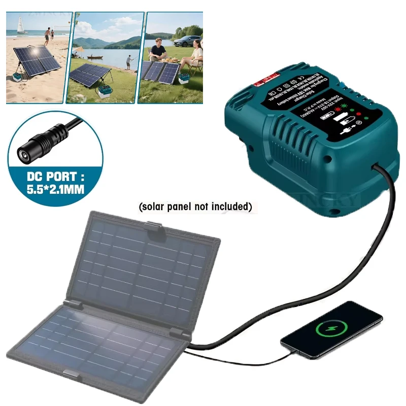 ZWINCKY Solar Charger Adapter for Makita 18V Battery Portable Chargering Outdoor Work Camping for Solar Panels（Not Include ）