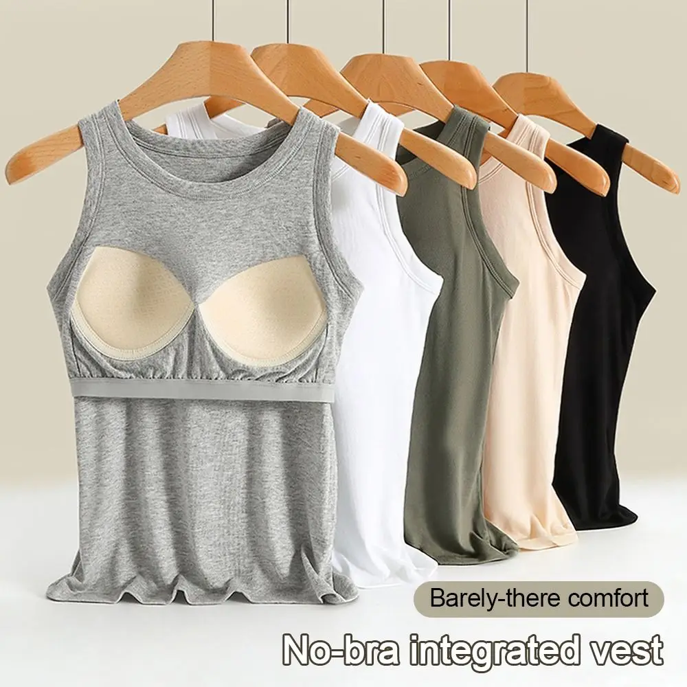 

Casual with Bra Pads Summer Tank Tops Sleeveless Modal Cami Top Shirt Loose Slim Suspenders Vest for Women