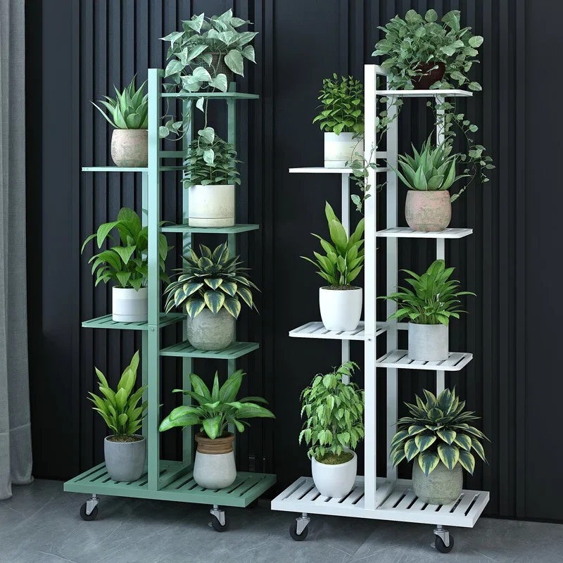 Iron Shelves for Plant Multi-Storey Floor-To-Ceiling Balcony Pot Plant Stand Flower Rack Living Room Lobby Display Flower Stand