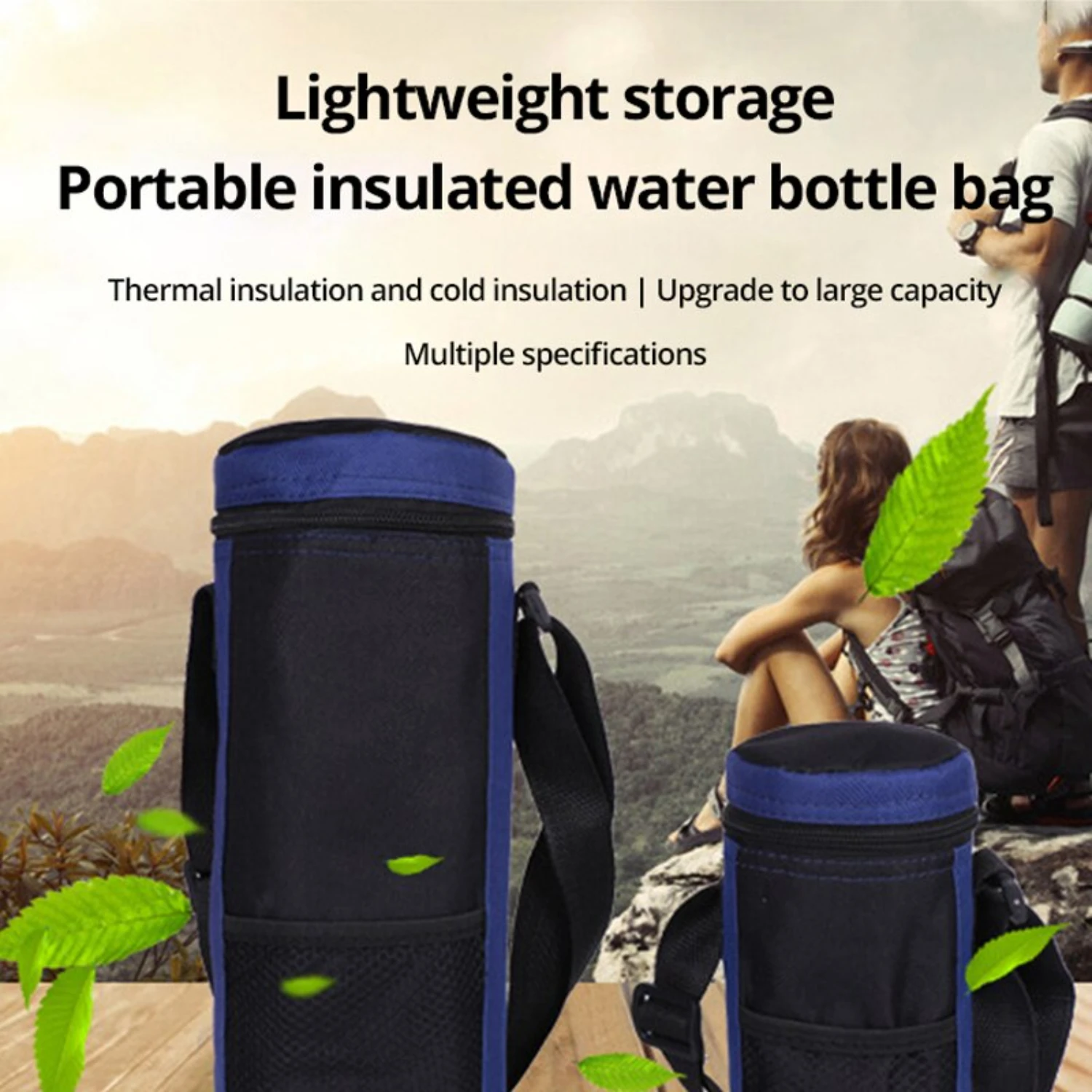 Bolsa para botella de agua con aislamiento azul oscuro, adecuada para taza de agua de 750ML, correa para deportes al aire libre, cubierta para taza de agua, 1 ud.