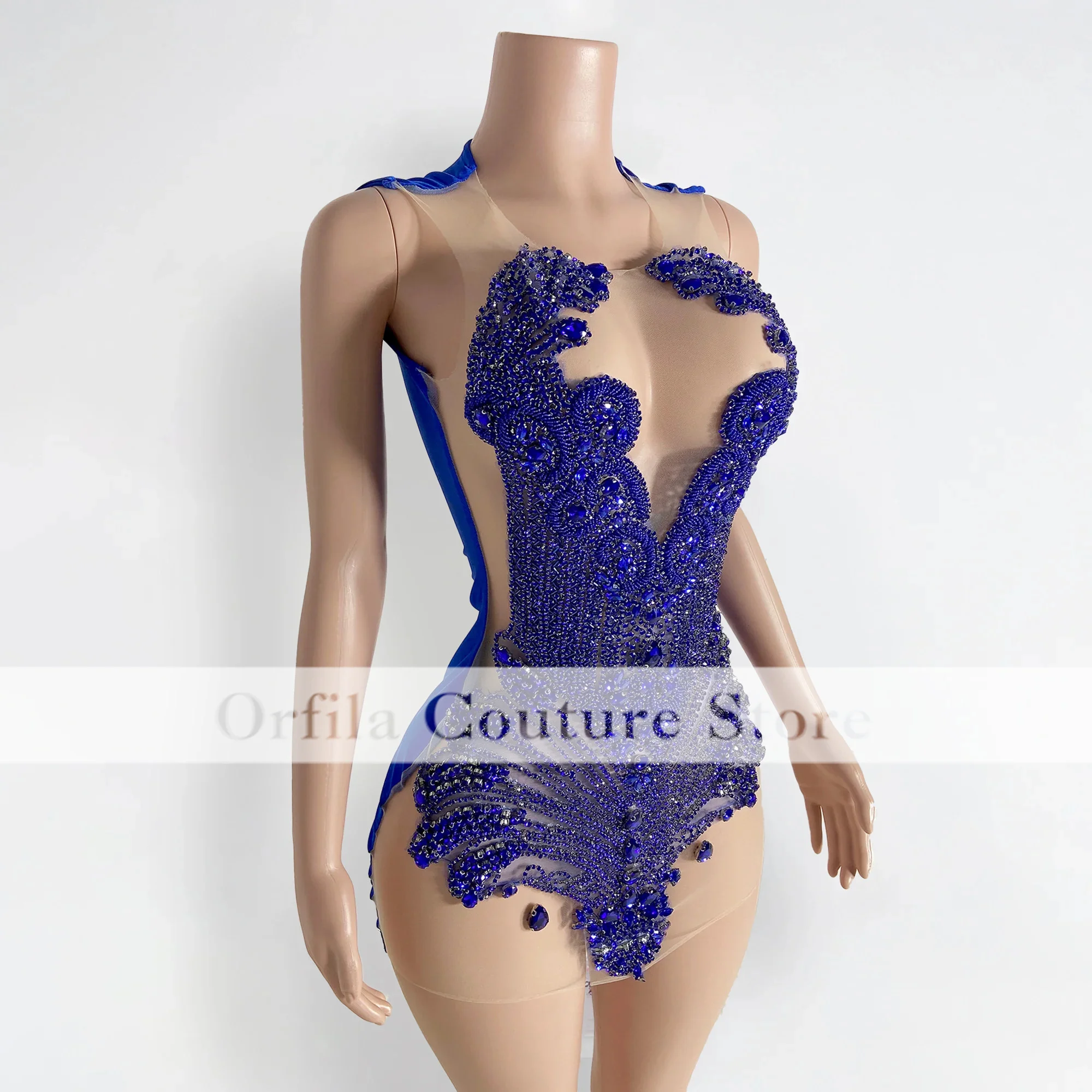Customized Prom Dress Mermaid Rhinestone Sheer Mini Birthday Dress Outfits Party Gowns Vestidos De Graduación Homecoming Wear