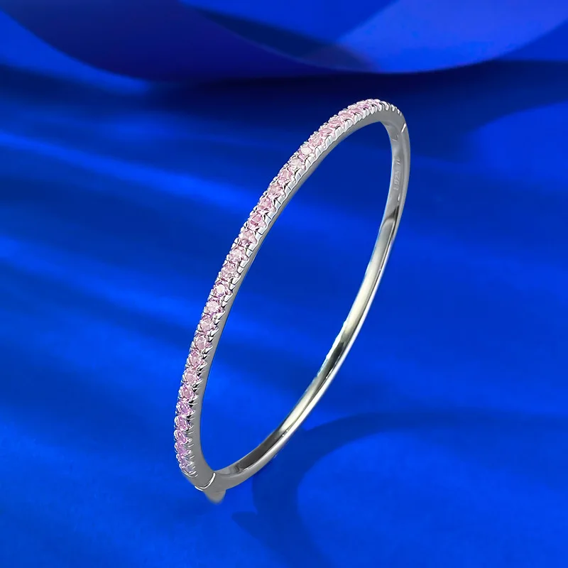 Classic Women's Tennis Bracelet - 925 Sterling Silver Pink Lab-Grown Diamonds Bracelets for Wife Wedding Anniversary Jewelry