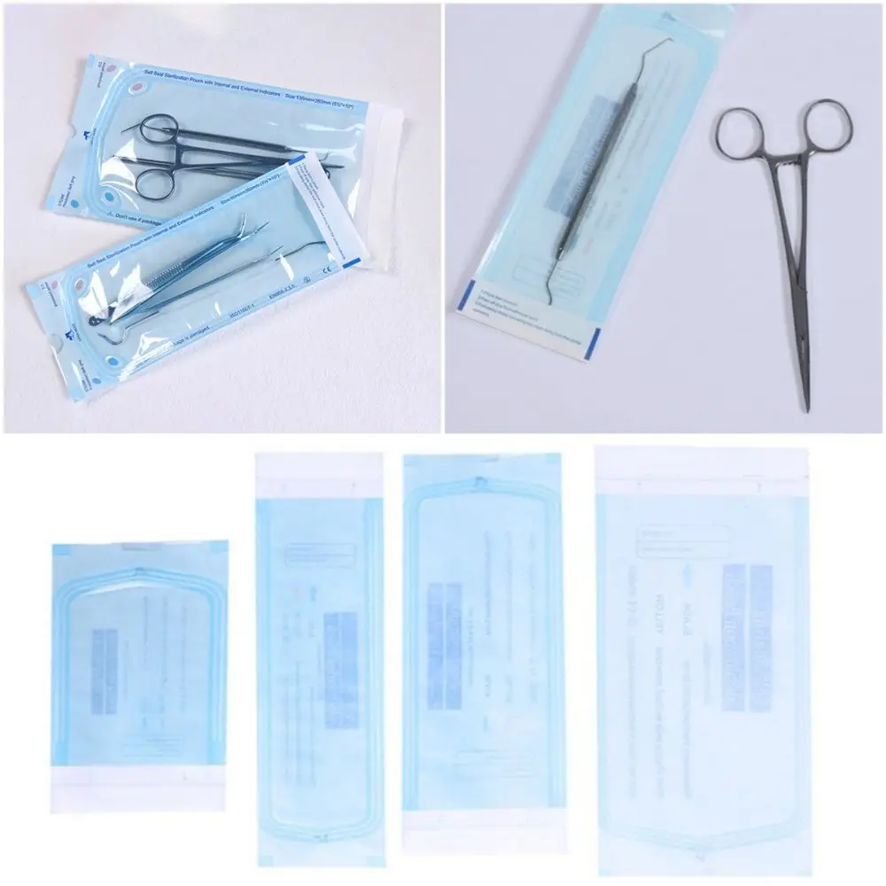 200pcs Disposable Self-sealing Bag Multi-size Self-sealing Design Disinfection Pouch Puncture Resistant Storage Bag Oral Cavity
