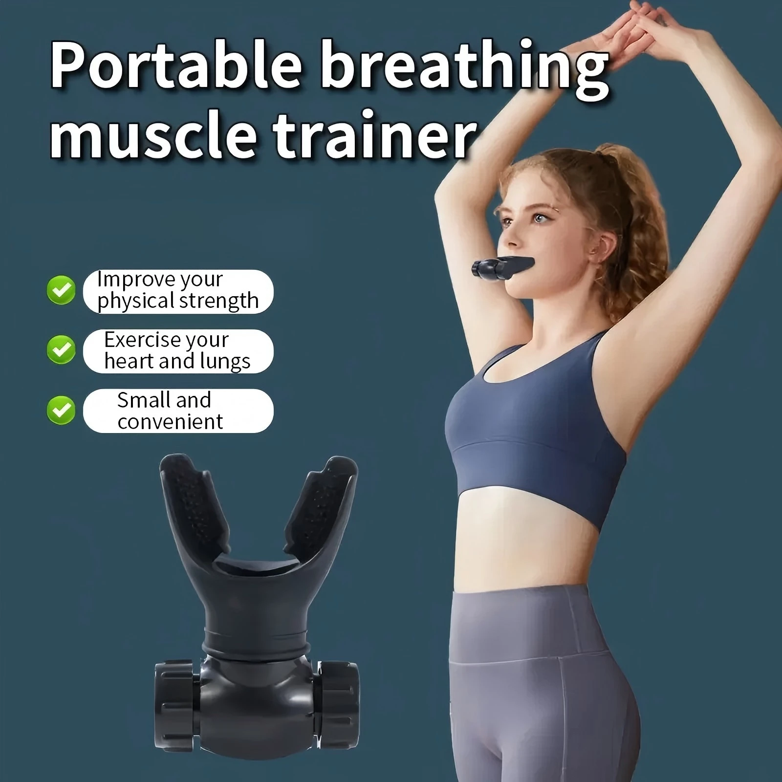 

Portable Breathing Trainer with Dual-Channel Adjustable Resistance, Without Battery