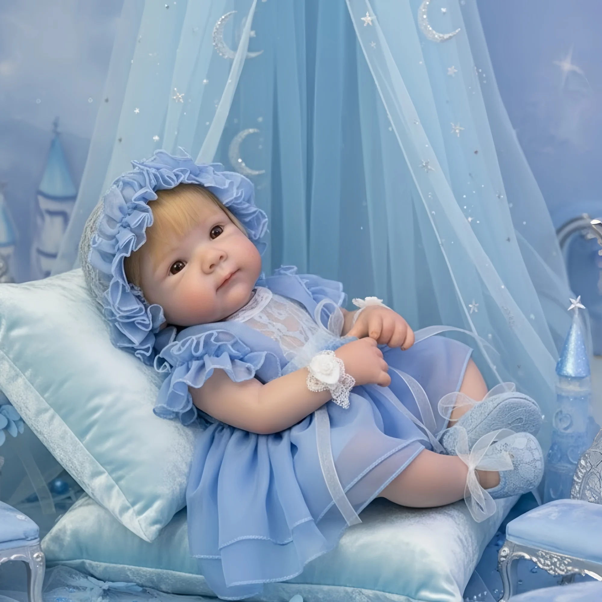 Leuke Kan Open Mond 18Inch Geworteld Haar Bettie Siliconen Meisje Pop Al Geschilderd Soft Touch Waterdichte bebe reborn pop Voor Kinderen