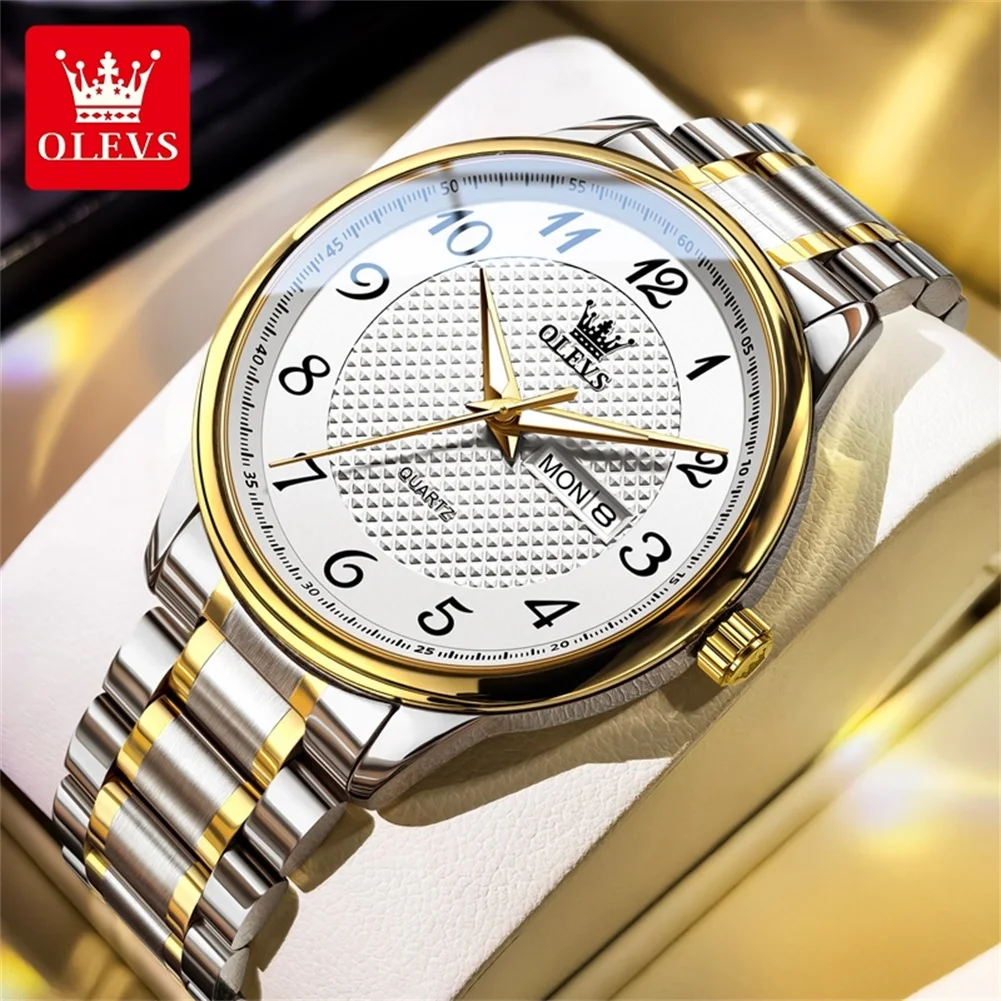 

OLEVS Business Men's Watches Waterproof Arabic Numerals for Elders Quartz Watch for Man Date Luminous Brand Original Wristwatch