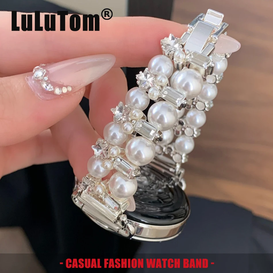 18/20/22mm Strap For Samsung Galaxy Watch 8 Ultra 7 6 5 Pro 4 Classic Amazfit Bip Pearls Stars Diamond Dual Bracelet Watch Band