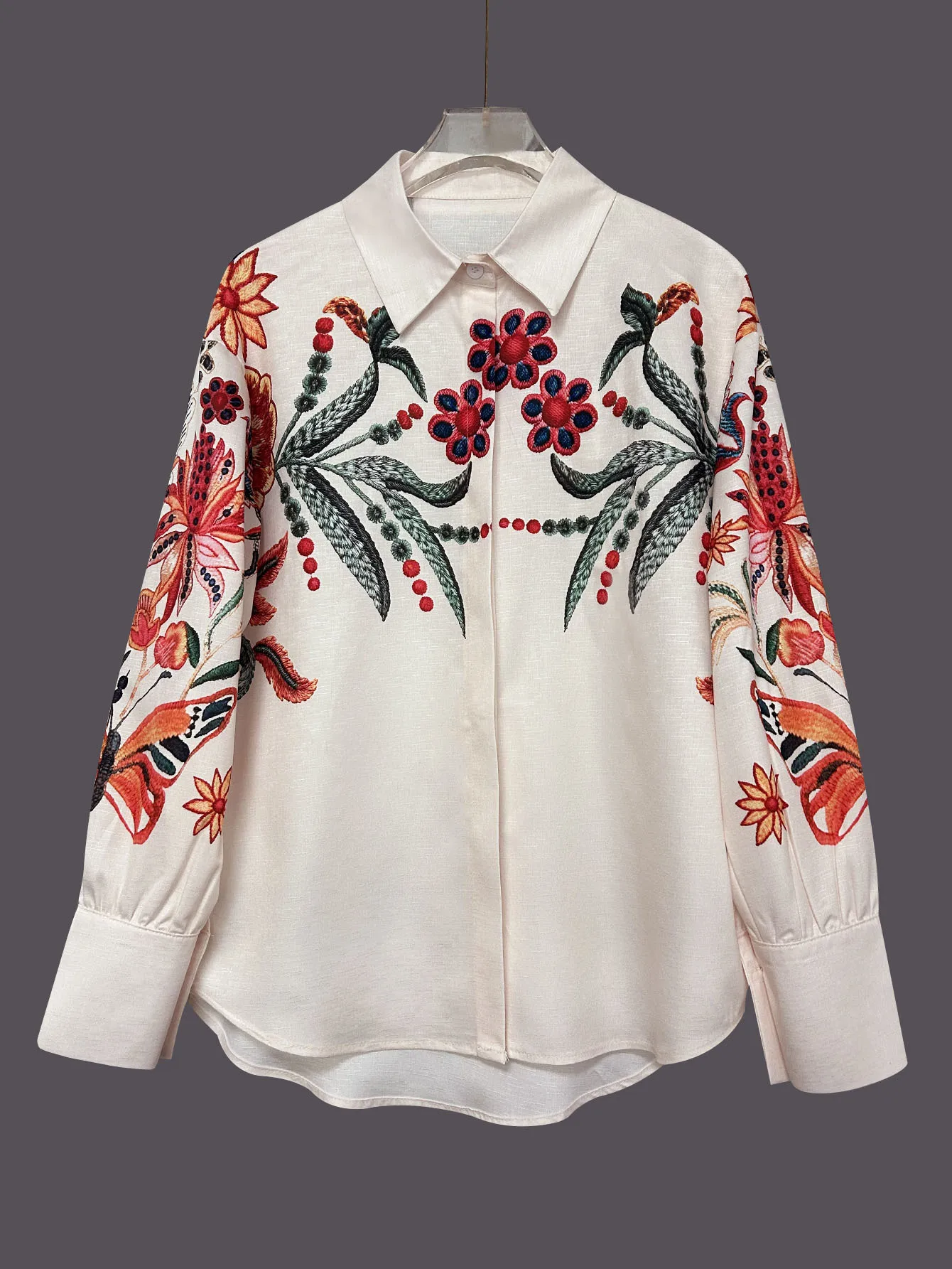 Kemeja Wanita Terbaru 2025 Bermotif Lengan Panjang Longgar Kancing Cardigan Atasan Trendi Fashion Kasual Blus untuk Wanita