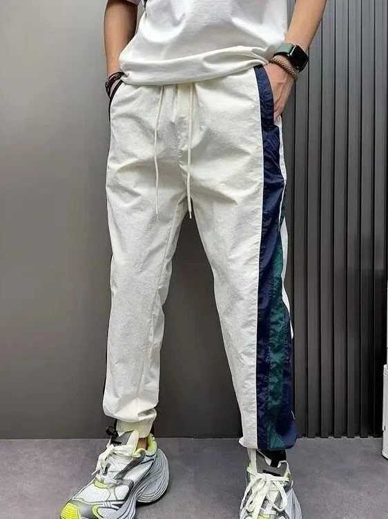 

Модные цветные повседневные брюки, мужские функциональные спортивные длинные брюки в стиле Харадзюку, свободный крой, с эластичной резинкой на талии, летние тонкие