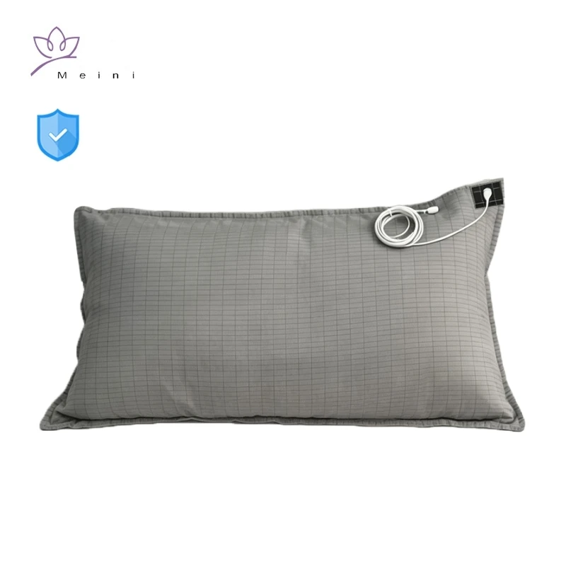 Grounding Pillow Case For Better Sleep Natural Health Silver Fiber Cotton Antibacterial Anti Static Conductive pillowcase﻿