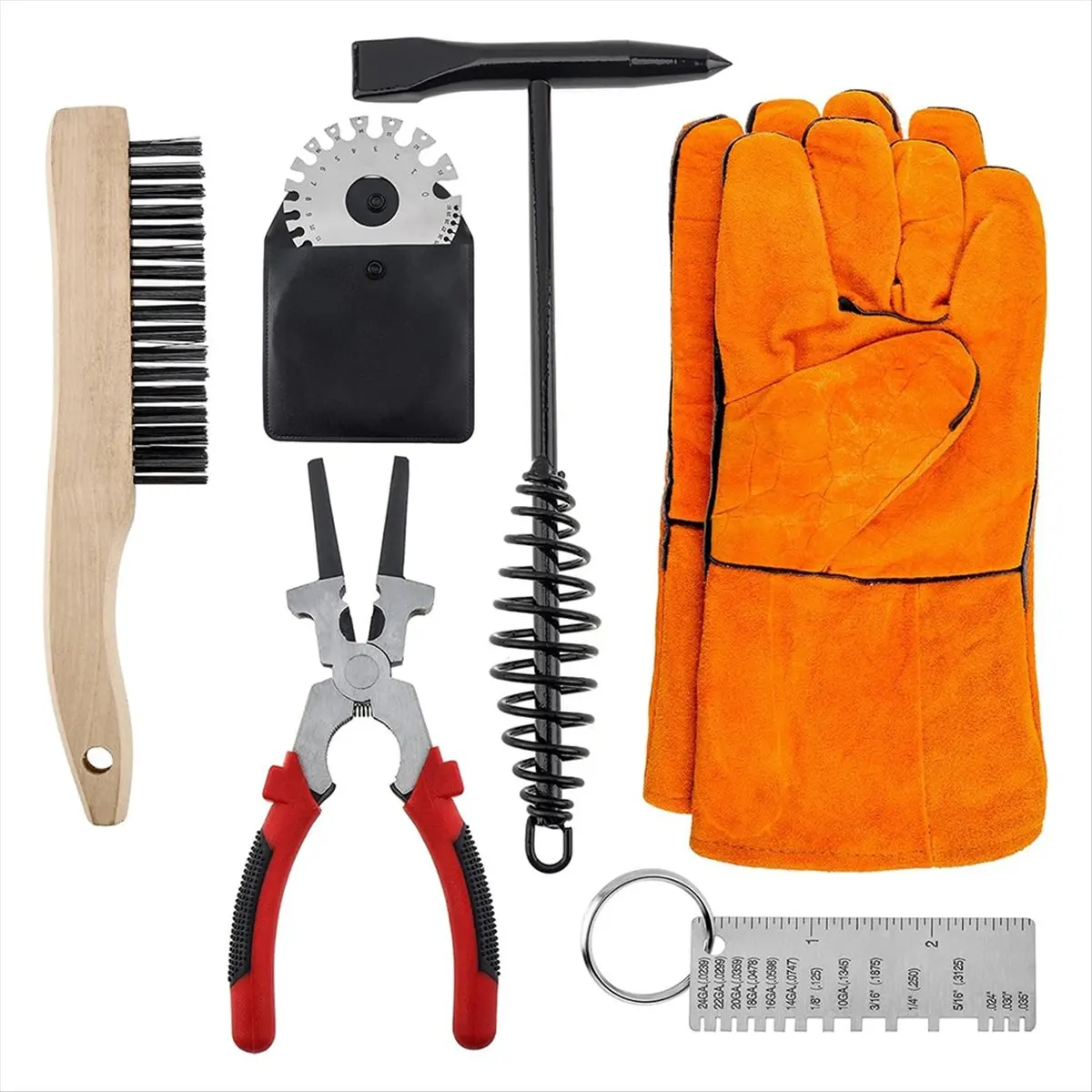 Welding Slag Removal Tool Set with Sheet Thickness Gauges welding hammer Carbon Steel