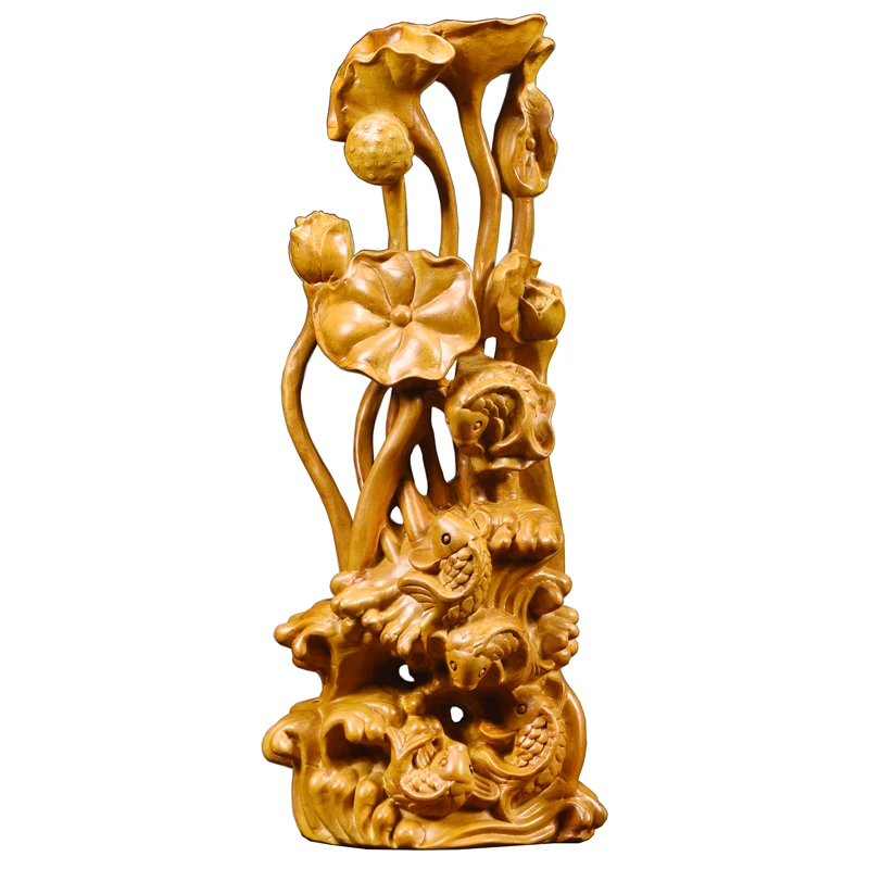 Home decoration camphor wood carvings have fish ornaments every year