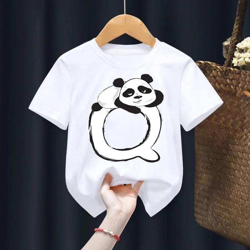 Feliz cumpleaños 26 letras estampado panda niños/niñas camiseta blanca chico verano Harajuku Kawaii ropa divertida pequeño bebé Y2K ropa