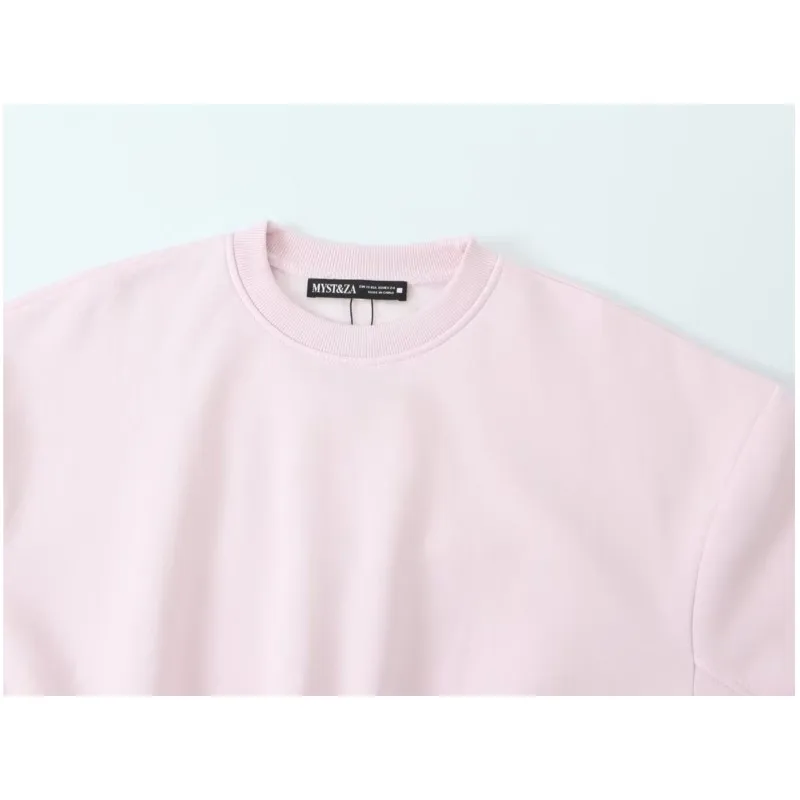 Женский базовый плюшевый свитшот HipSeam, осенний повседневный простой свитер с длинными рукавами и круглым вырезом в рубчик, короткие пуловеры, женские пуловеры