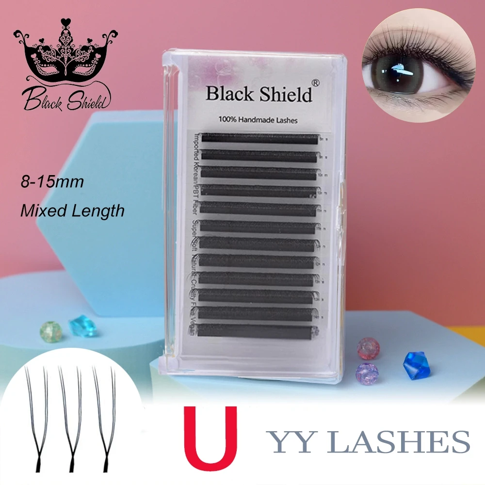 New Arrival U-shaped YY Eyelash Extension Premium PBT Double Layer Natural Soft Handmade C CC D YY Lashes False Mink Eyelashes