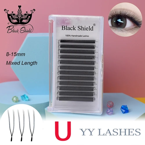 Imagen 1 del producto Nueva llegada extensión de pestañas YY en forma de U Premium PBT doble capa Natural suave hecho a mano C CC D YY pestañas postizas de visón