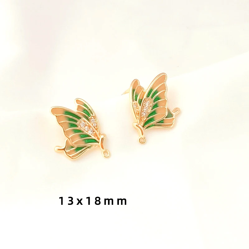 1 Pair  Copper Clad 14K Gold Oil Drop Butterfly Ear Needle with Lifting Rings  DIY Made Jewelry Discovery Earring Accessories