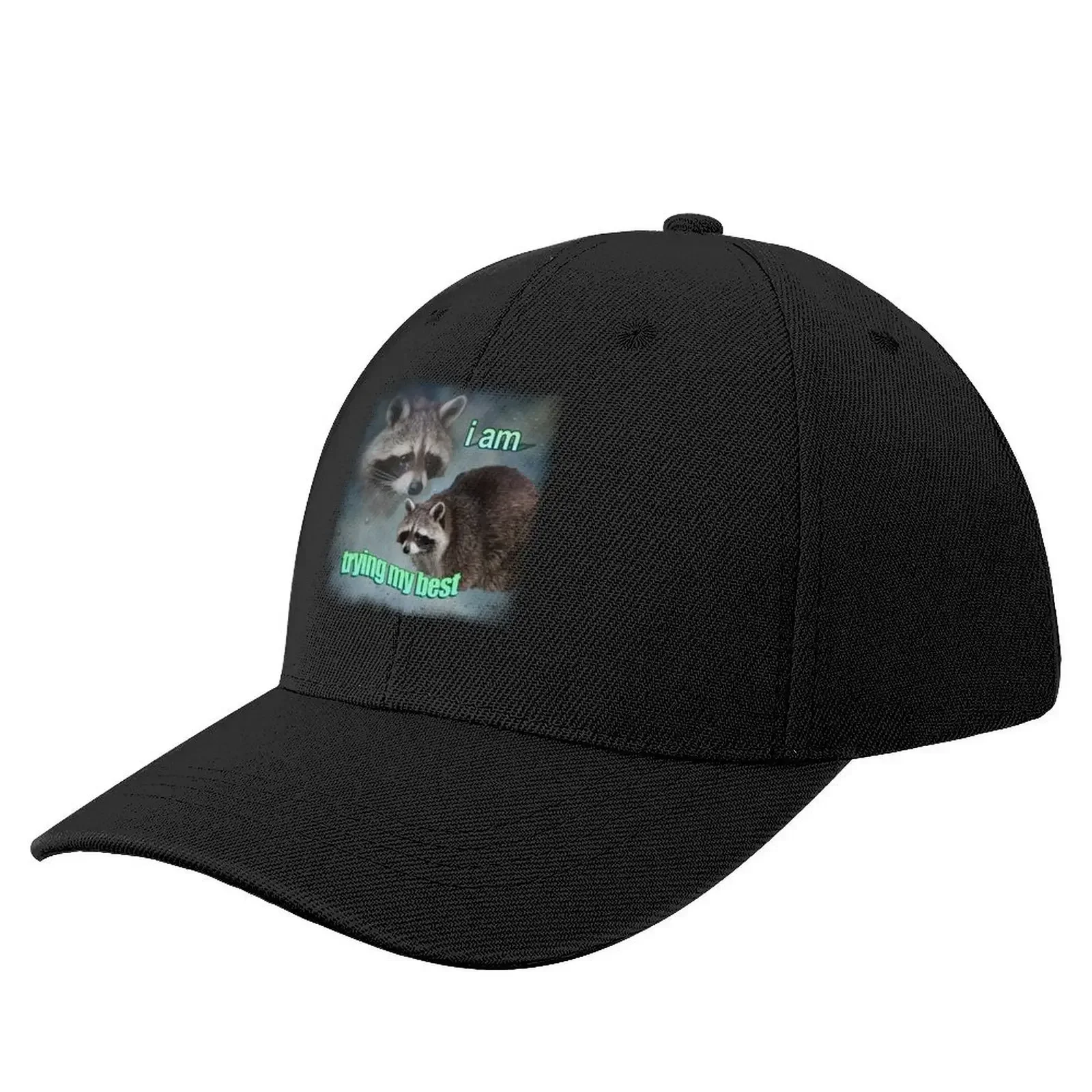 

I am trying my best raccoon word art meme Baseball Cap Custom Cap Designer Hat cute Boy Child Women's