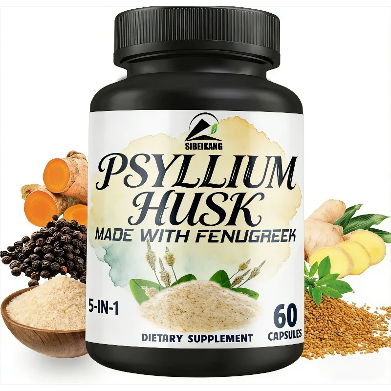 Las cápsulas de fibra de Plantago asiatica contienen fenogreco, cúrcuma, jengibre y pimienta negra - que favorecen la salud digestiva e intestinal.