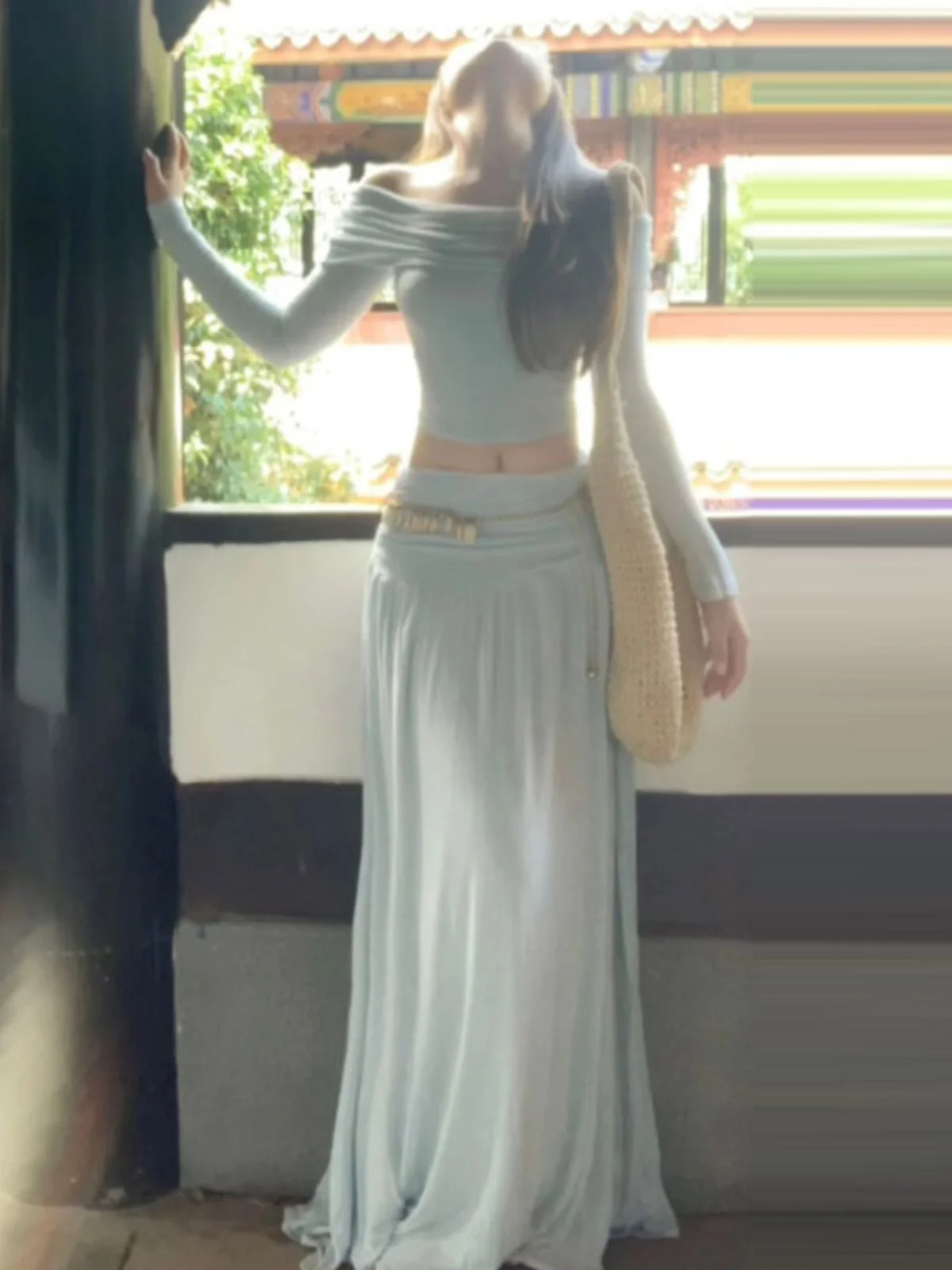 

Sexy One-Shoulder Top And Half Skirt Two-Piece Set Beautiful And Unique Fashionable Spring Outfit Comfortable Cotton Material