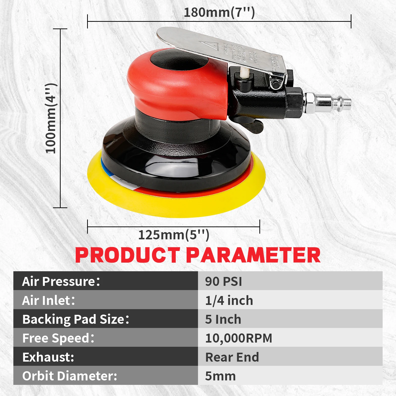 5/6 Inch Pneumatic Orbital Sander Air Grinder Vacuum Eccentric Polishing Grinding Machine Pneumatic Tools